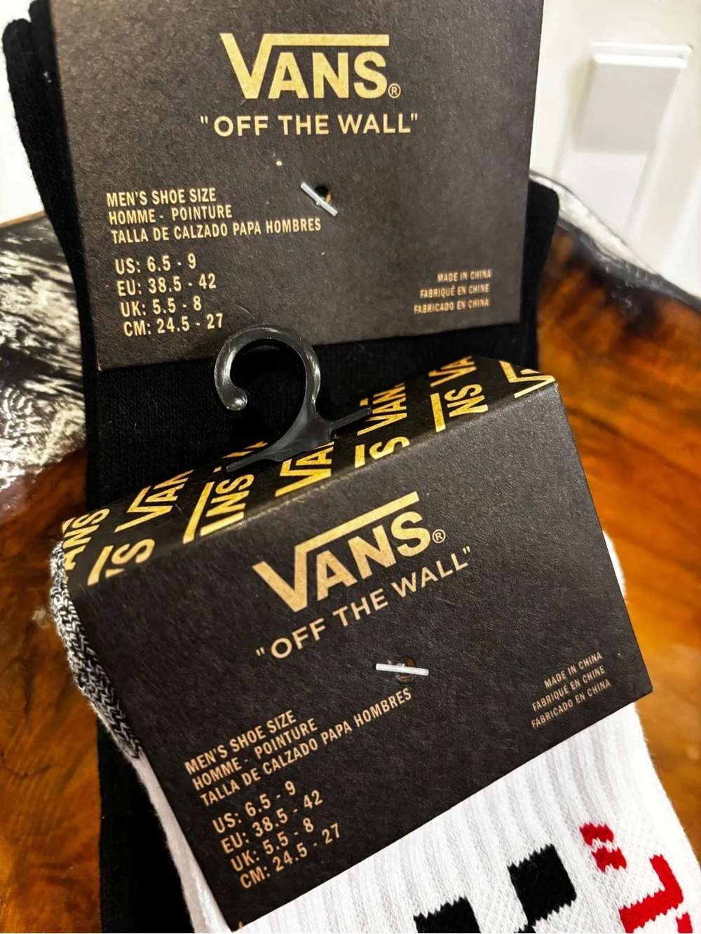 Vans 'Off The Wall' Crew Socks - Black & White 2 pair